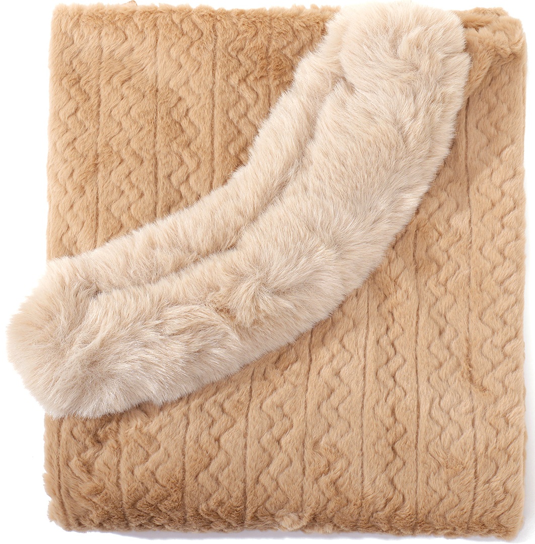 Z-B2.3 SCARF1005-001-4 Poncho 90cm Faux Fur Brown