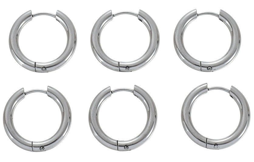 A-C19.4 E1131-122S S. Steel Earring Set 3 Pairs 2cm