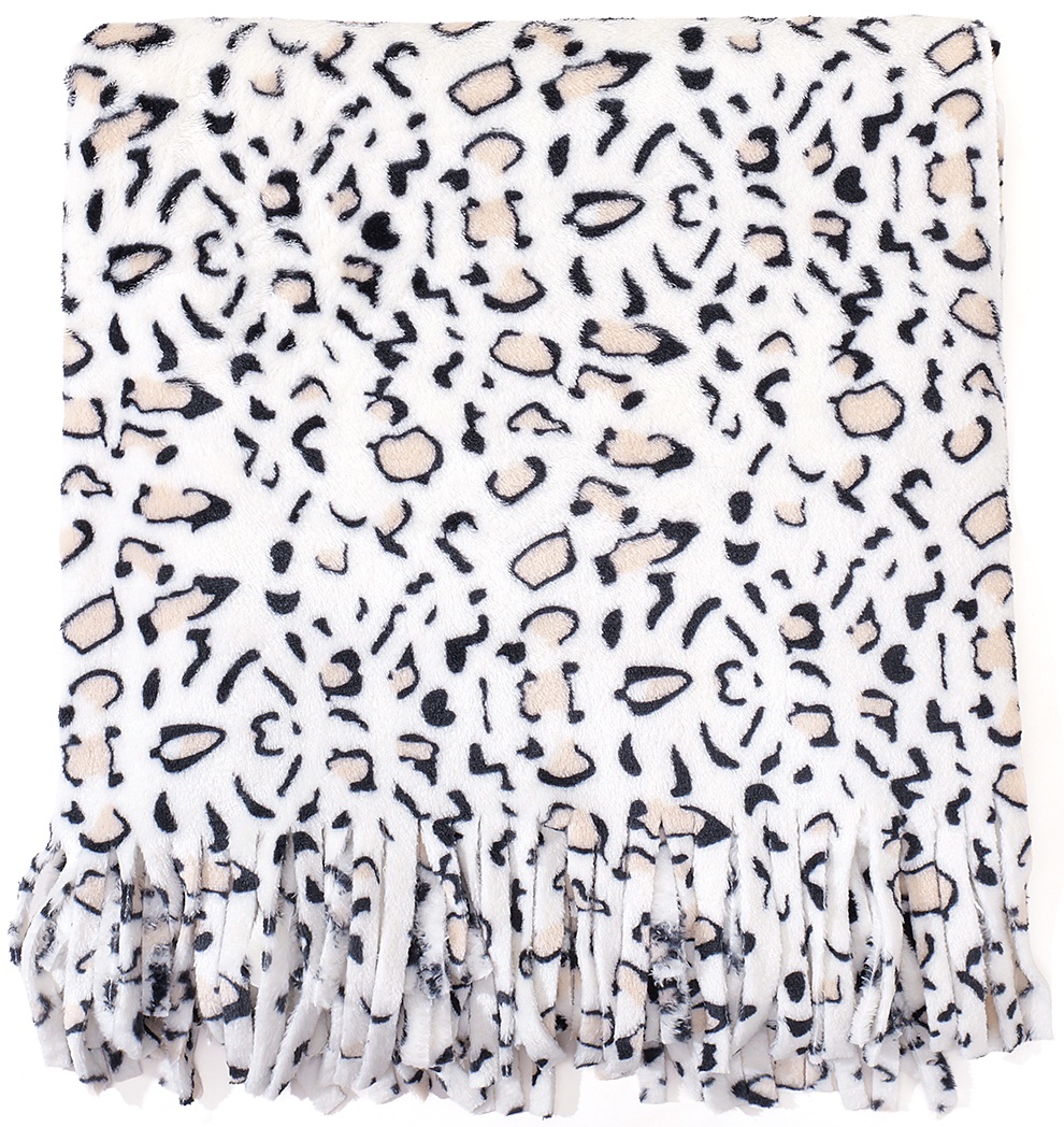 R-D8.1 SCARF1006-002-1 Soft Winter Scarf Leopard 180x60cm White R-D8.1 SCARF1006-002-1 Soft Winter Scarf Leopard 180x60cm White