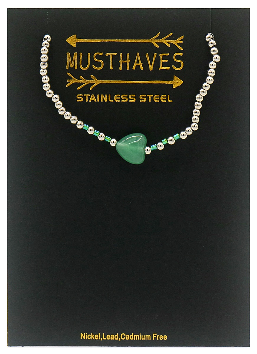 D-C17.1 B2142-004C S. Steel Elastic Bracelet Green Adventurine