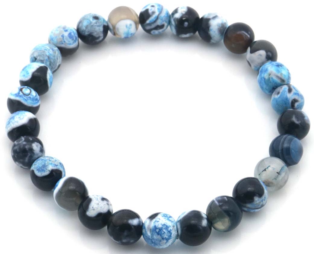 E-B20.2 B002-176 Stone Bracelet 8mm Blue Fire Agate - 19cm