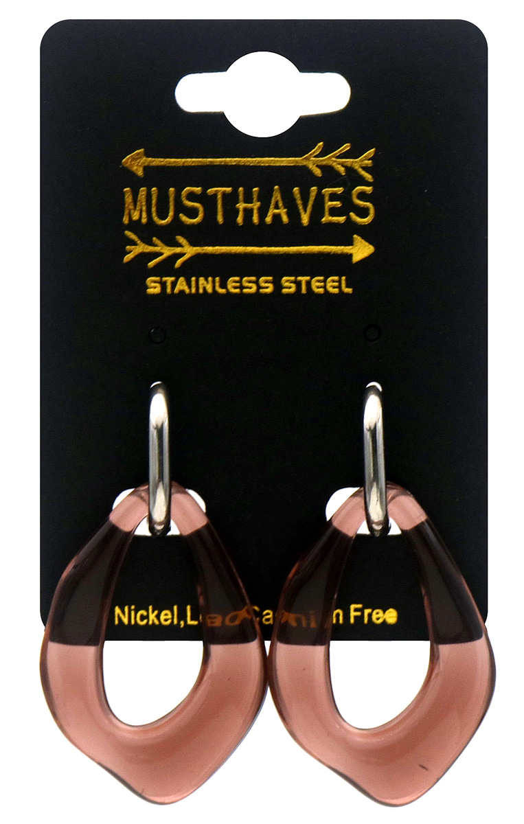 D-D19.2 E25106-037S-4 S. Steel Earring Acrylic Charm 4.5x2.5cm Purple