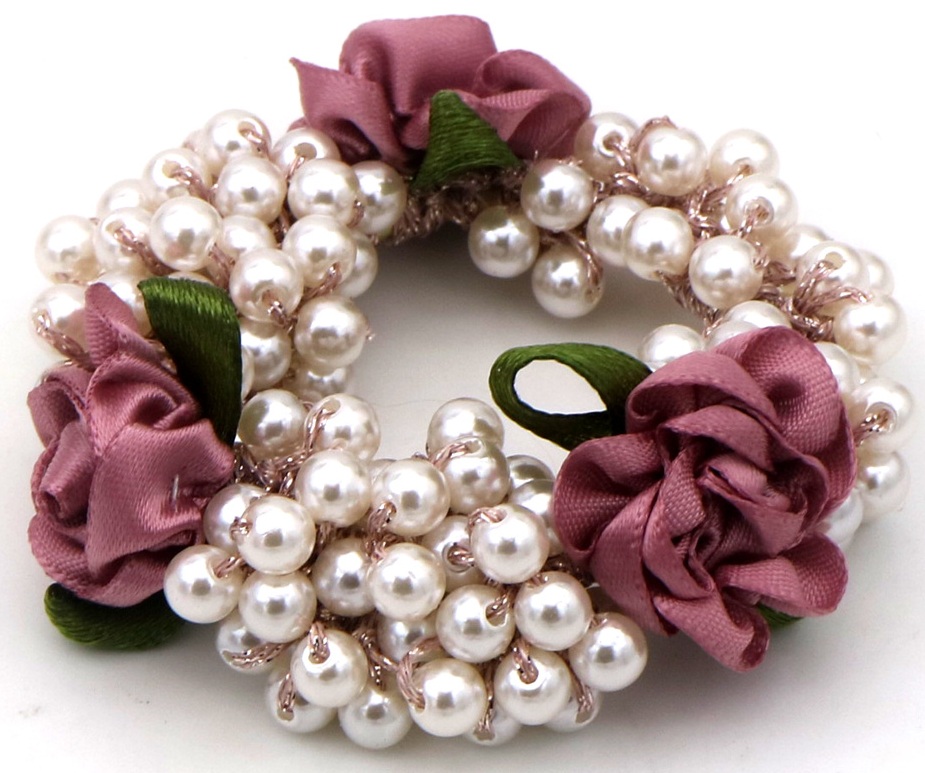 H-D10.2 H1128-003-3 Hair Elastic Glass Flowers Purple