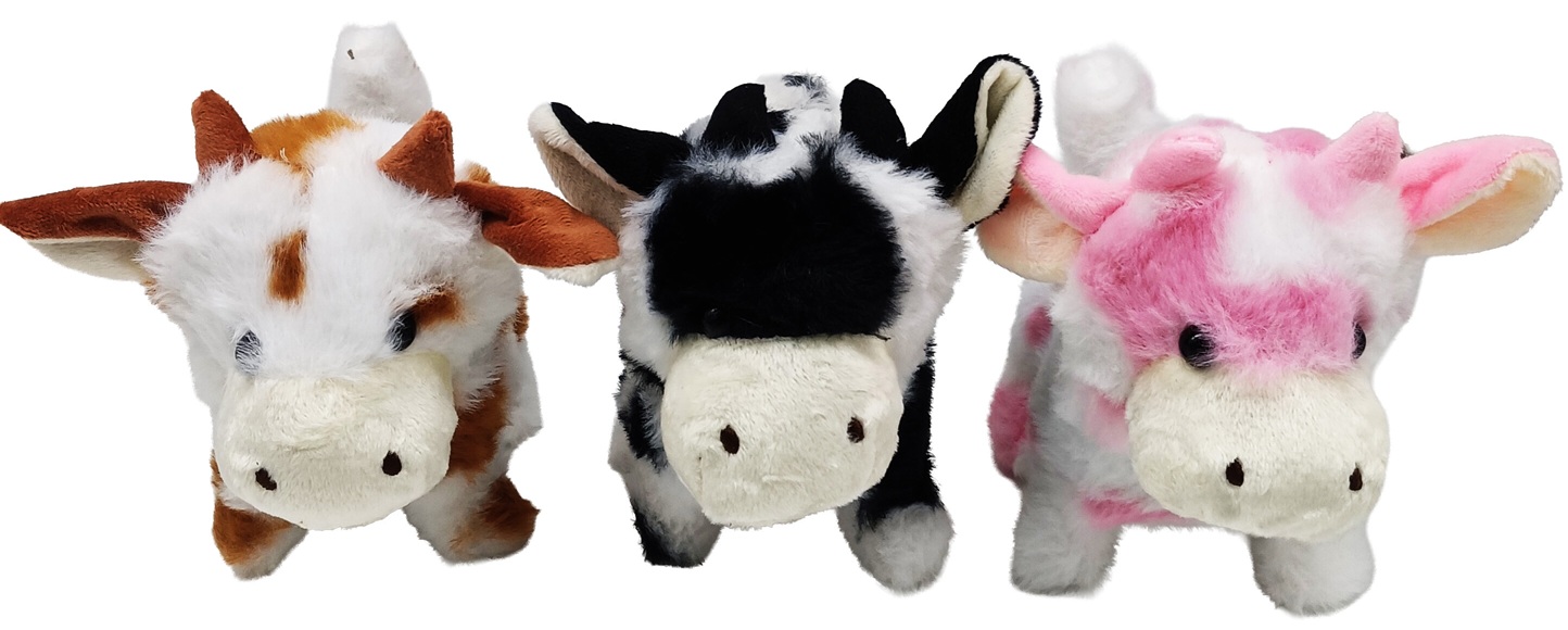 L-D4.2 TOY1149-007 Walking Cow 15cm Movement-Sound - Mixed Colors - 1pc