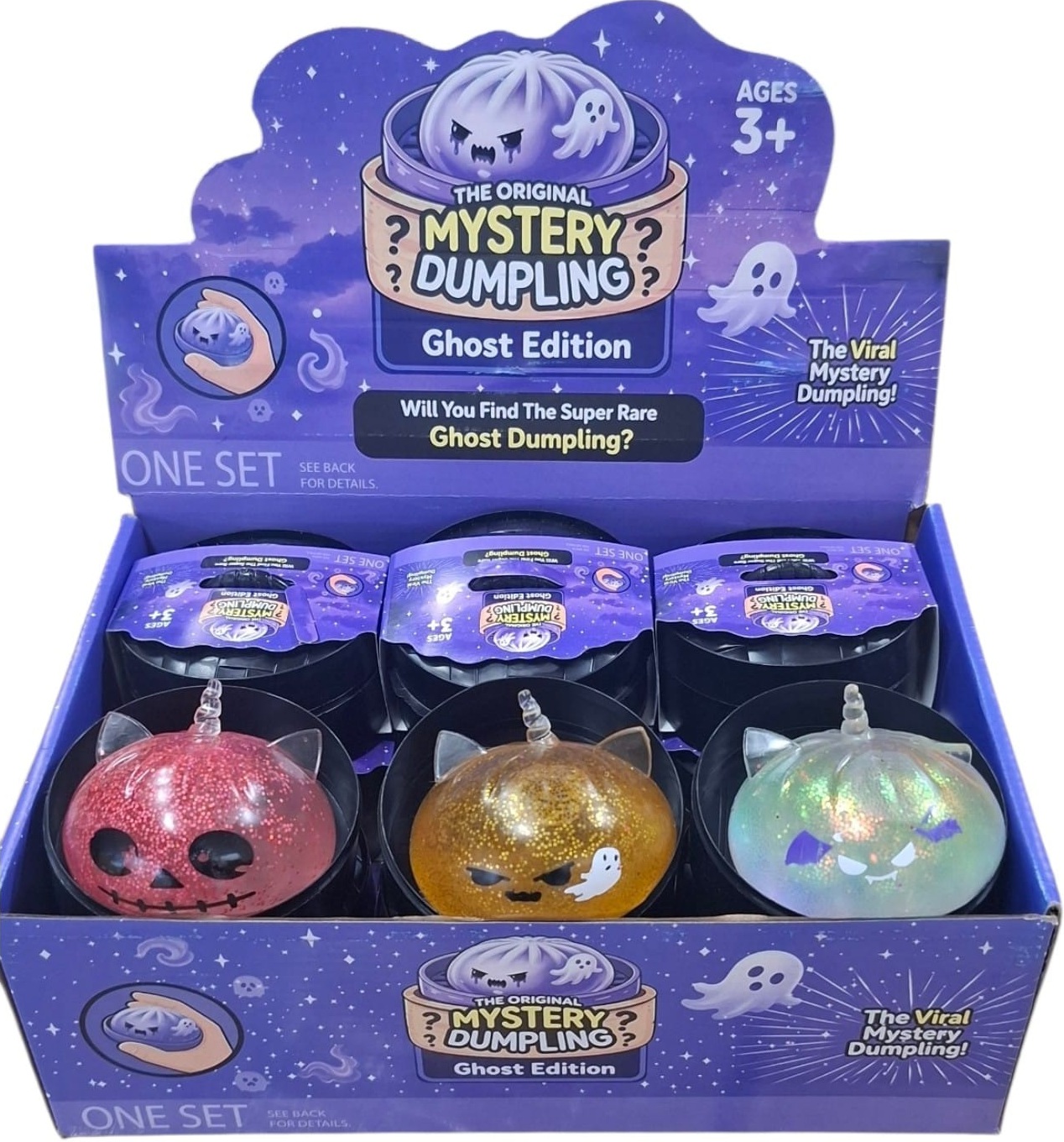 Q-A7.1 TOY021-015 Squishy Dumpling Halloween Glitter Unicorn 8.5cm - 12pcs