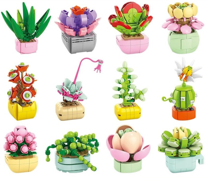 Y-D1.3 TOY8938 Building Block Set Plants - 12pcs