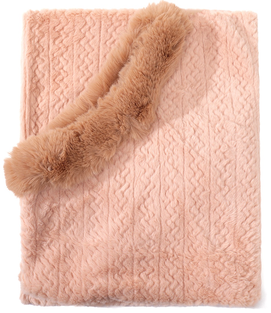 Z-F3.2 SCARF1005-001-3 90cm Poncho Faux Fur Light Brown