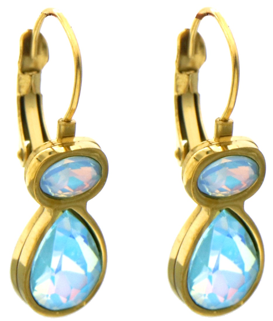 H-D20.1  E25106-042G-4 S. Steel Earrings Crystals 2.5cm Blue