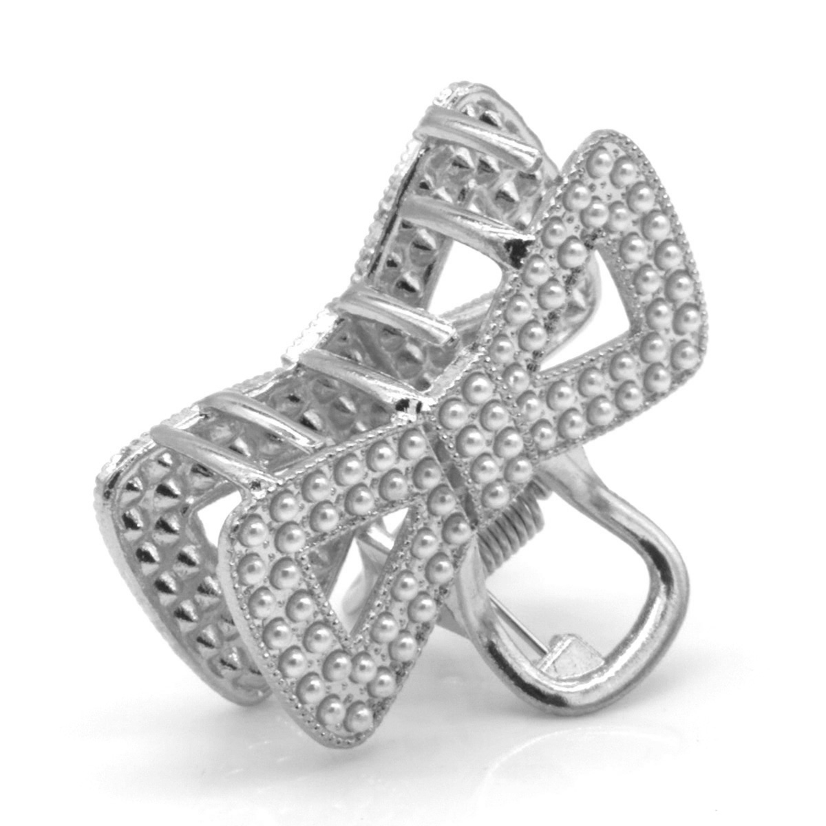 H-E8.3 H1039-018S Hair Claw Bow Pearls 4.5cm