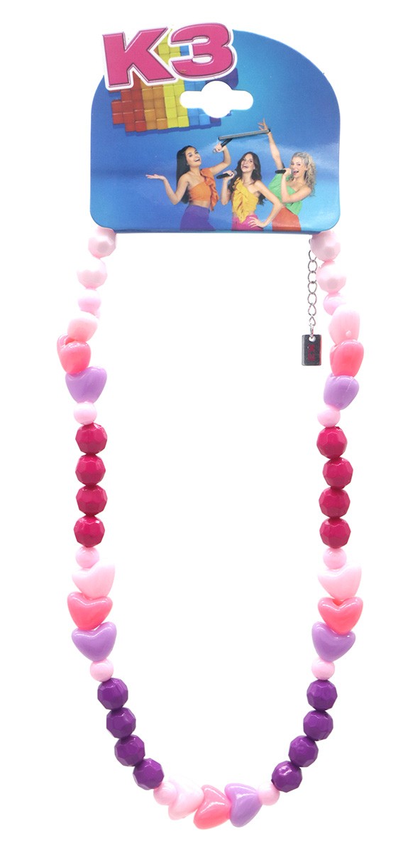 A-E1.2 K3-ZSN030 Bijoux Ketting Roze-Paars met Hartjes