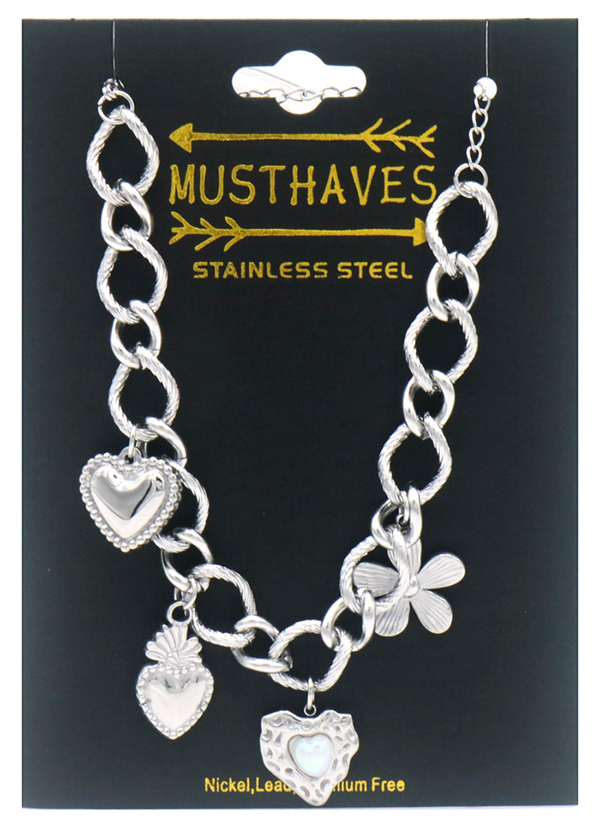 C-E19.2 B2567-067S S. Steel Bracelet Hearts