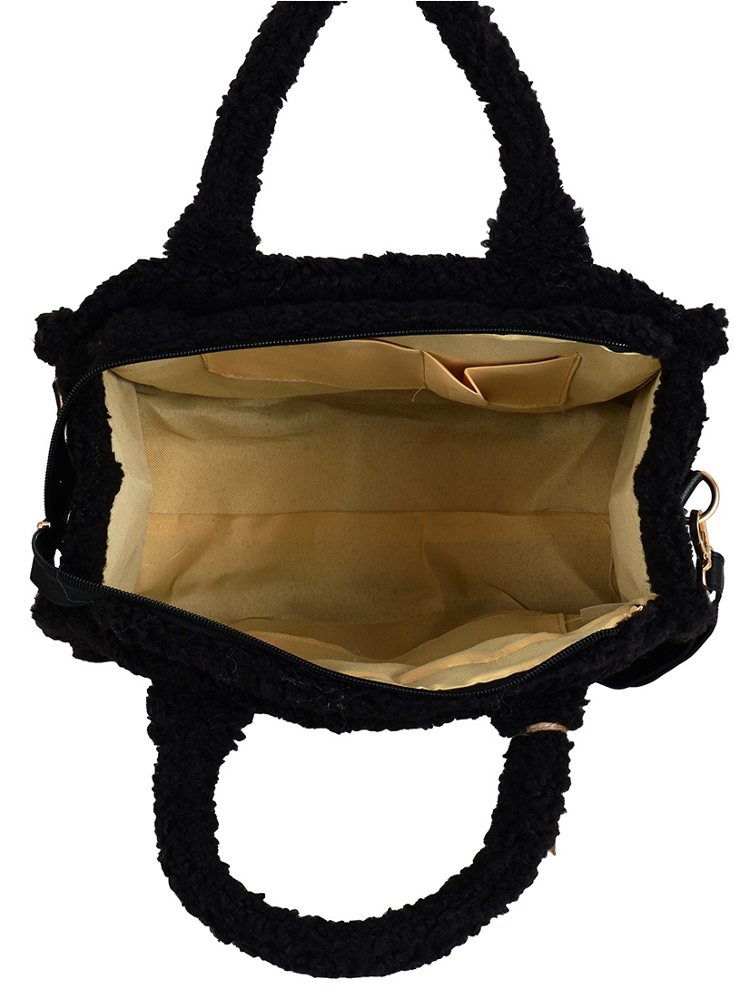 T-L8.1 BAG1021-003-4 Shopper Bag Teddy 33x26x13cm Black