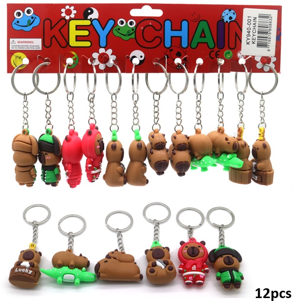 Q-C8.2  KY940-001-3 Keychains Capybara 5cm - 12pcs