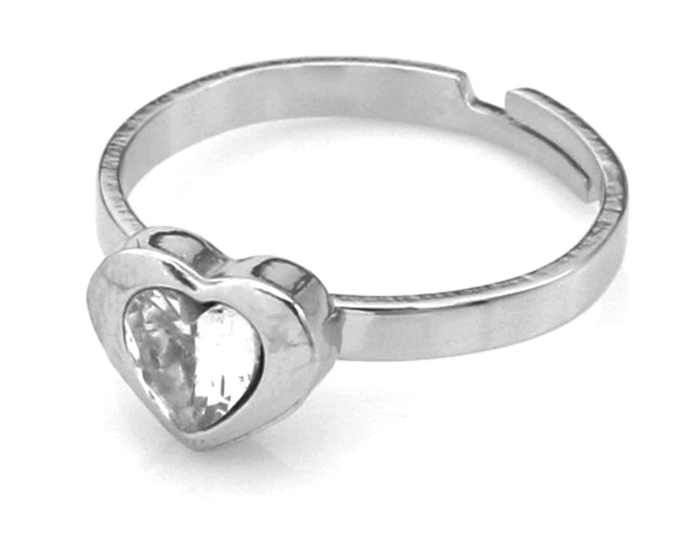 D-B6.1 R1141-004S S. Steel Ring Cyrstal Heart Adjustable