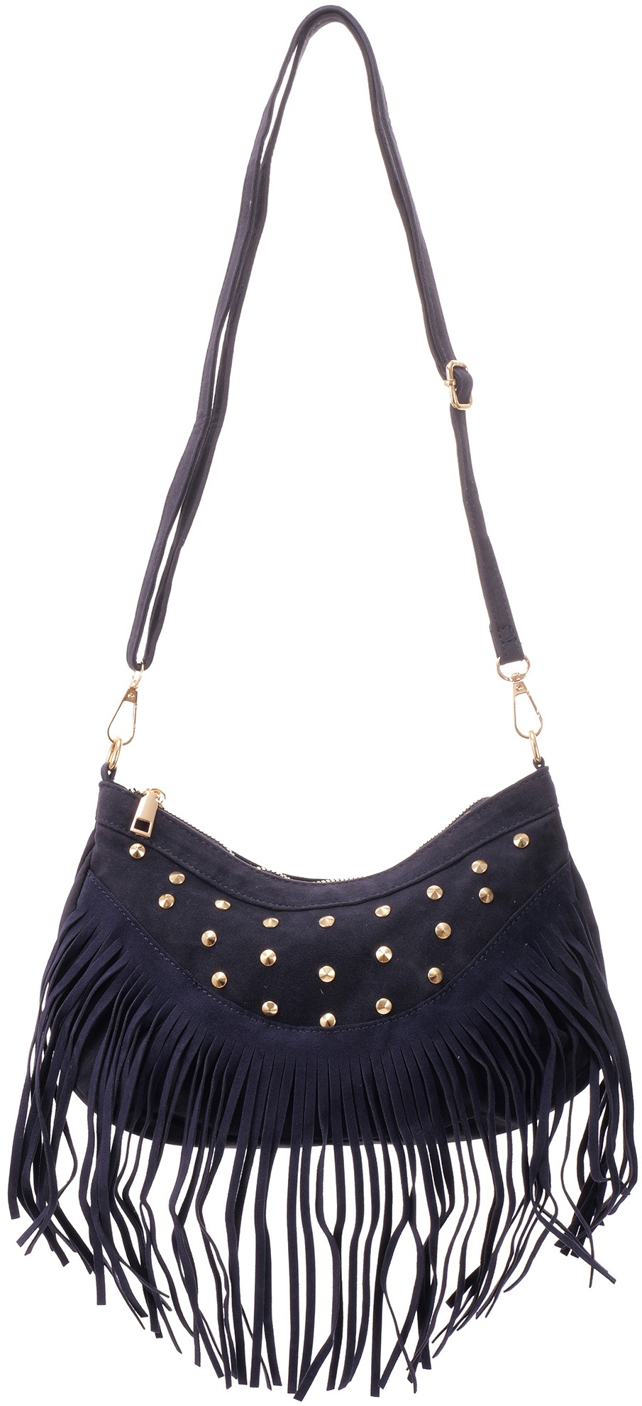 T-N7.1  BAG1122-002-2 PU Bag with Studs and Tassels 28x19cm Blue