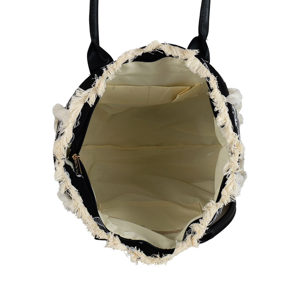 R-E7.2  BAG1021-026-2 PU Shopper Embroidered 44x27x16cm Black