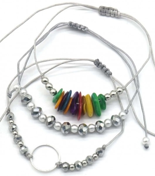D-D16.1 B723-004 No. 1 Bracelet Set 3pcs Grey