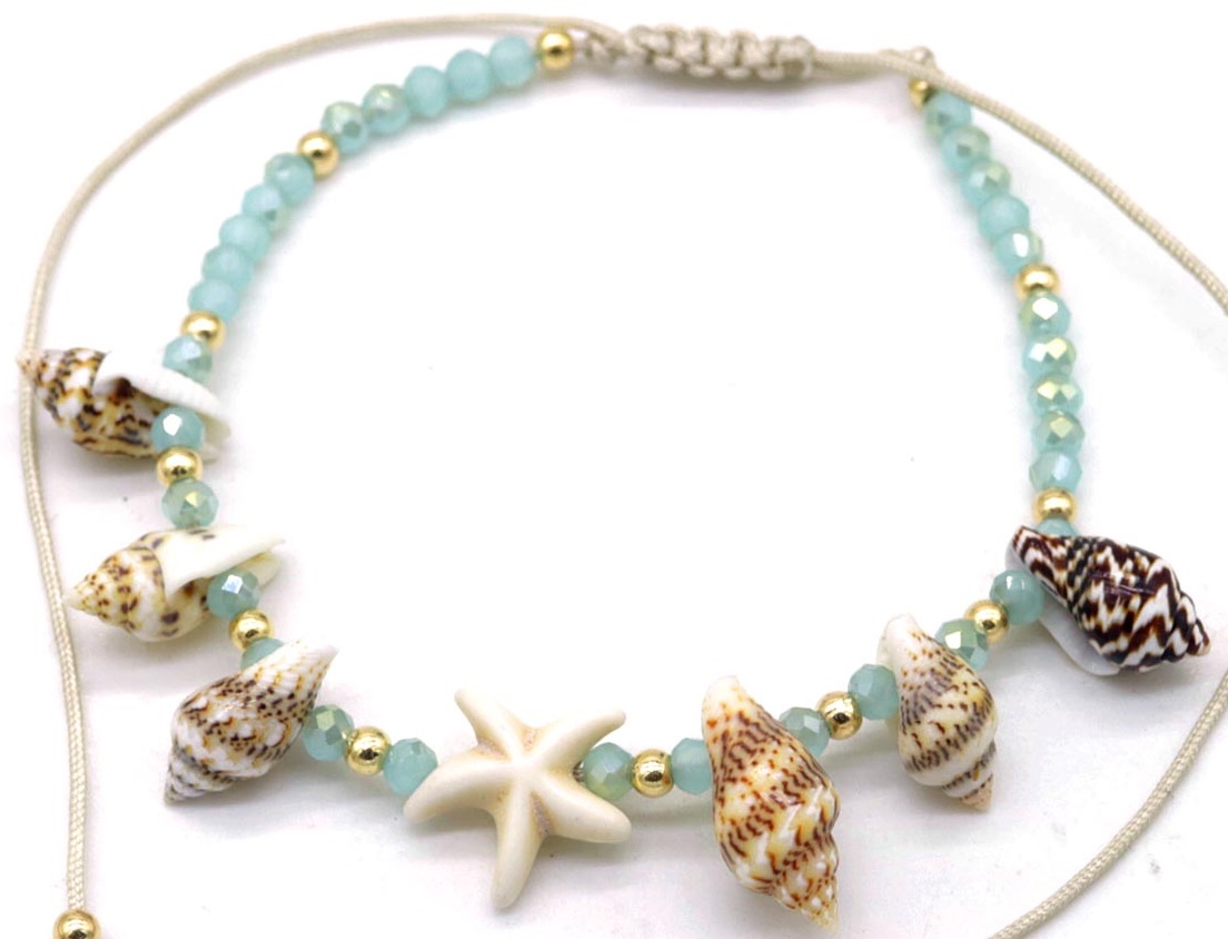 F-B15.1 ANK830-004-3 Anklet Shells Green