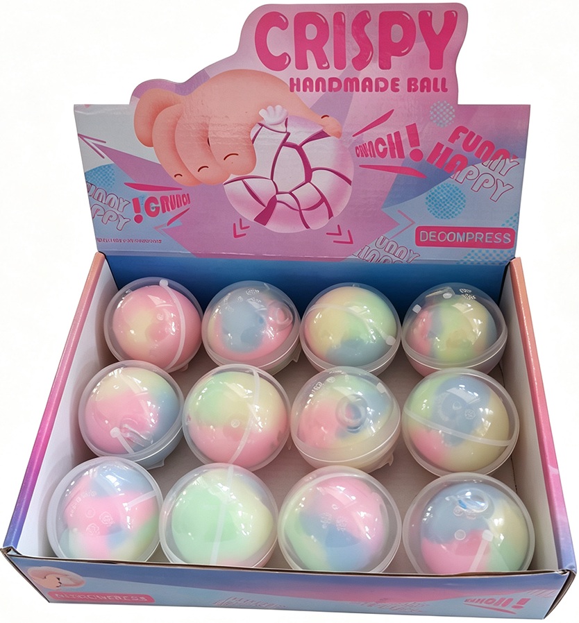 Q-D4.2 TOY2636-003 Wax Cracking Squishy Ball 5.5cm - 12pcs Rainbow