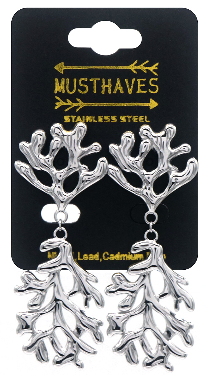 H-A5.2 E2567-017S S. Steel Earrings Coral 6x2.5cm