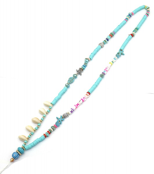 E-B25.1 PC536-019D Phone Cord Necklace 80cm Blue