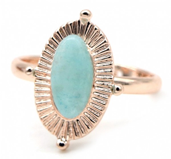 A-F20.2 R532-002R Adjustable Ring with Blue Stone Rose Gold