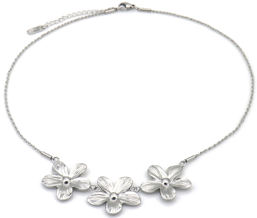 H-F4.4 N25106-080S S. Steel Necklace Flowers 40-45cm
