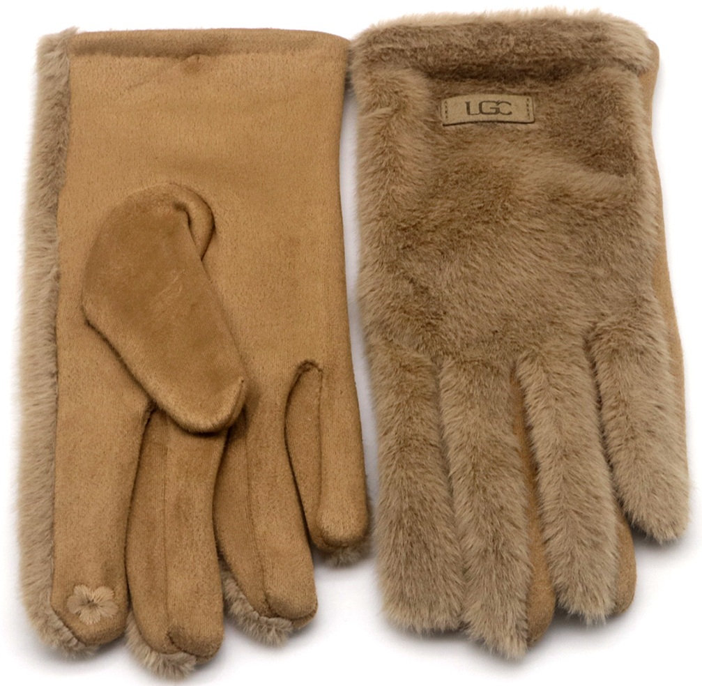 T-L2.1 GLOVES1002-001-5 Fluffy Winter Gloves Brown