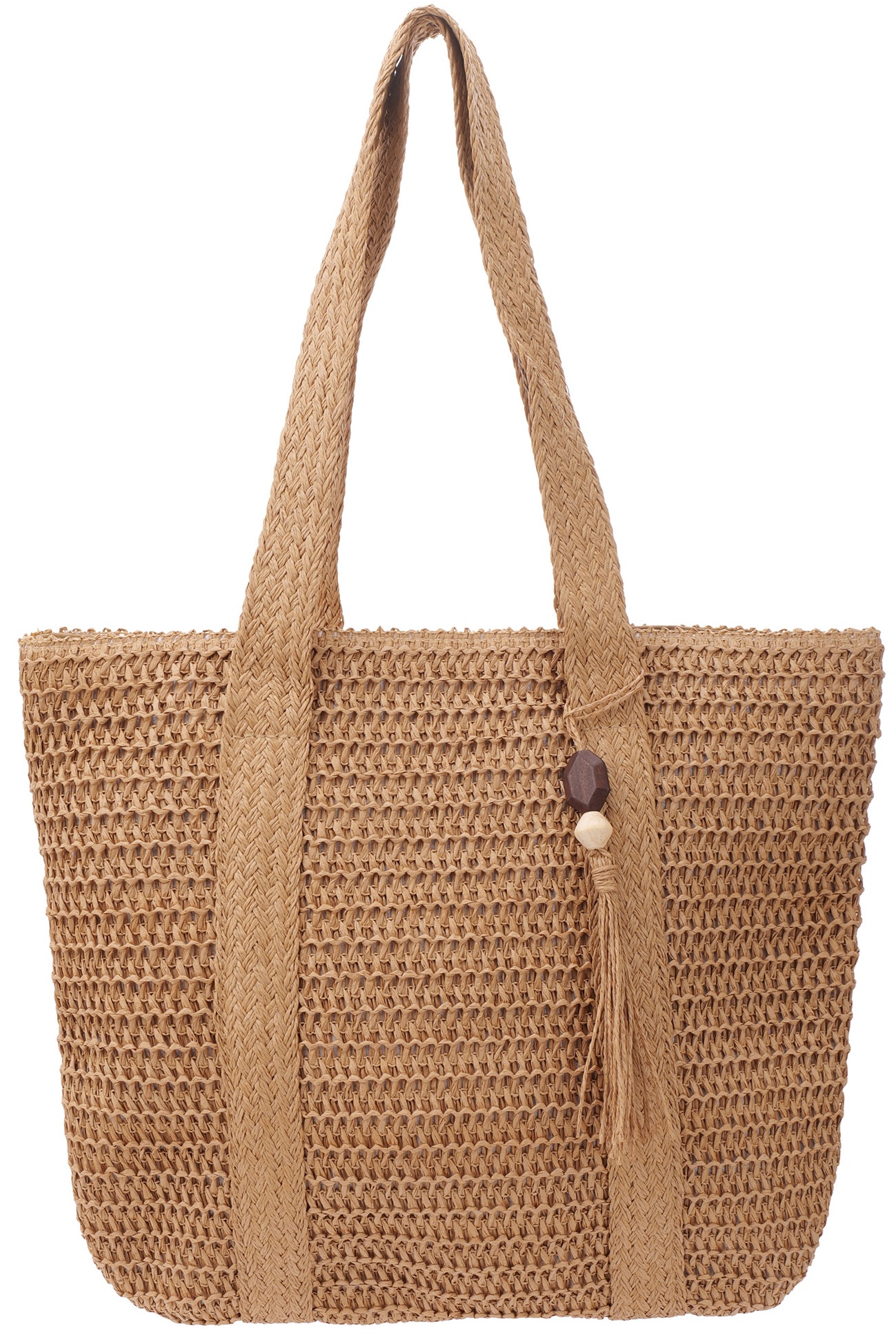 Q-H8.1 BAG1114-001-3 Beach Bag with Tassel 42x39cm Brown