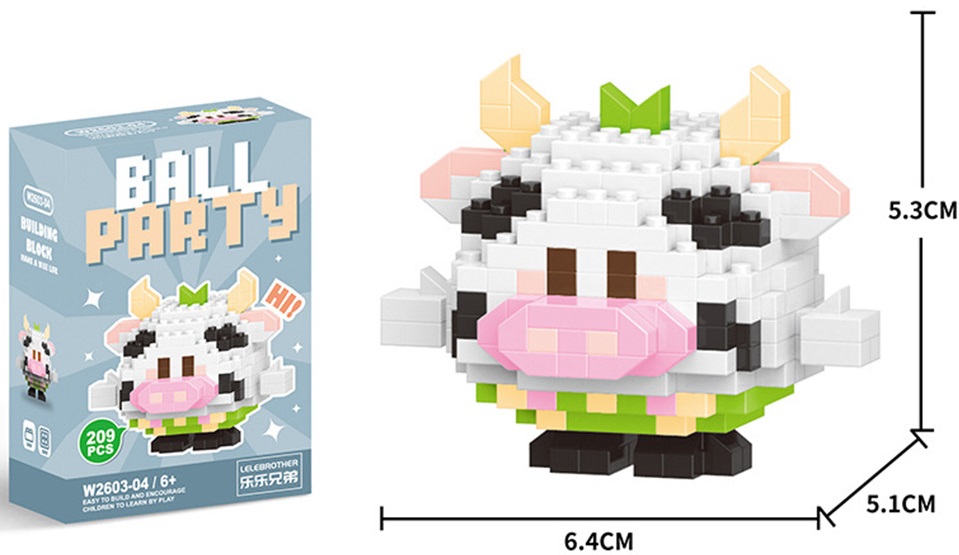 T-J3.2 W2603-04 Mini Building Block Set Cow