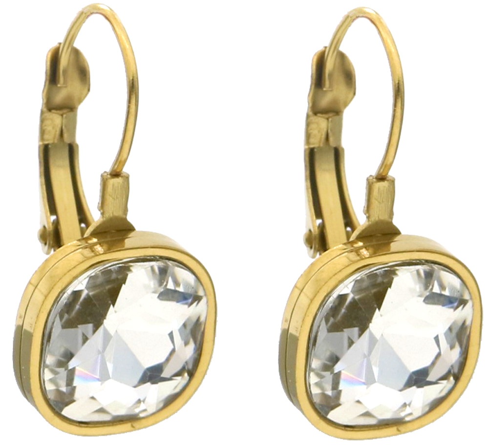 H-D7.1 E25106-075G-2 S. Steel Earrings Crystal 2.5cm White