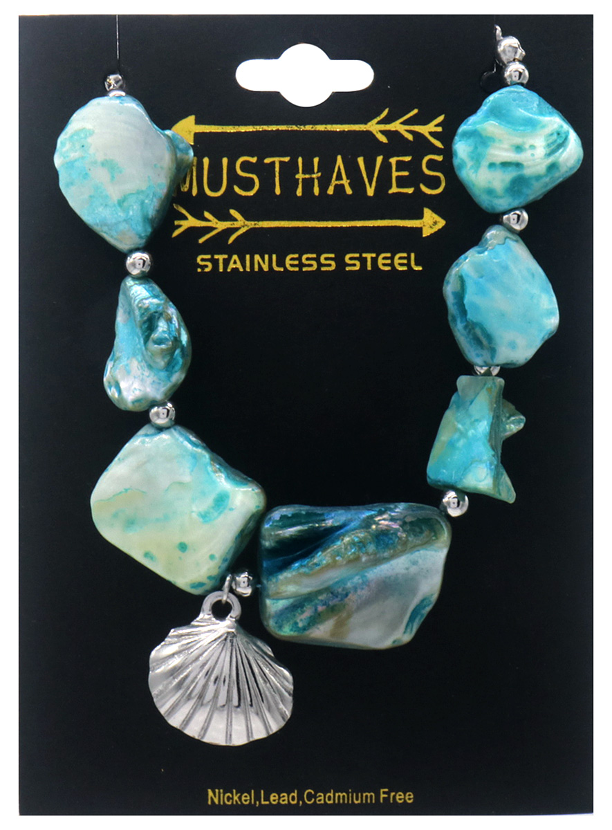 F-D21.2 B074-084S-1 S. Steel Statement Bracelet Shells 16 - 21cm