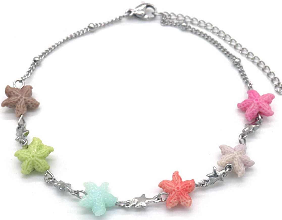 H-B7.4 ANK823-005S S. Steel Anklet Starfish