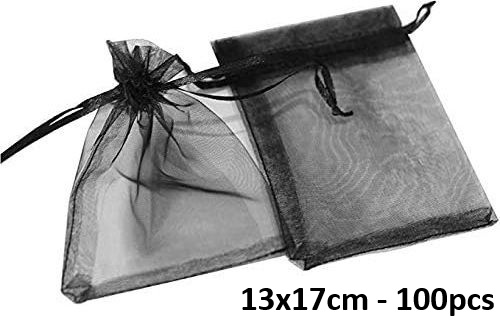R-P2.1  PK1032-009 Organza Bag 13x17cm Black - 100pcs