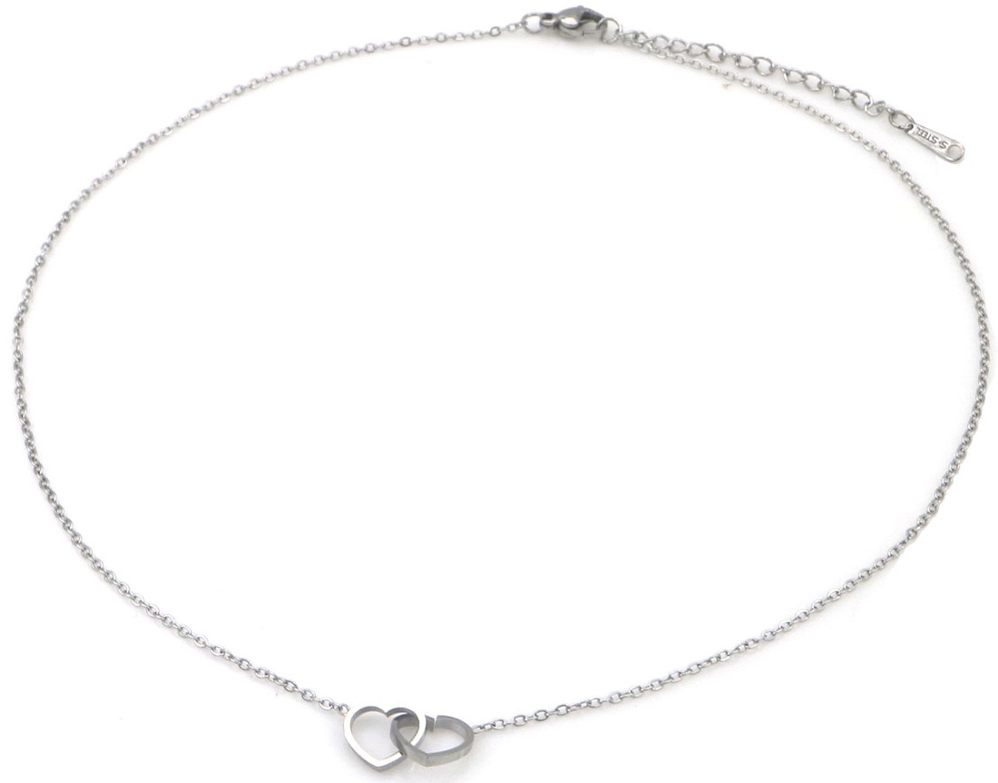 C-E19.3 N2616-038S S. Steel Necklace Hearts 40-45cm