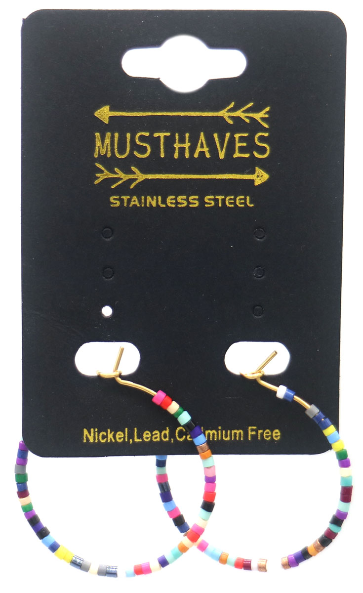 J-F2.2 E221-565-5 S. Steel Earring Glassbeads 3cm