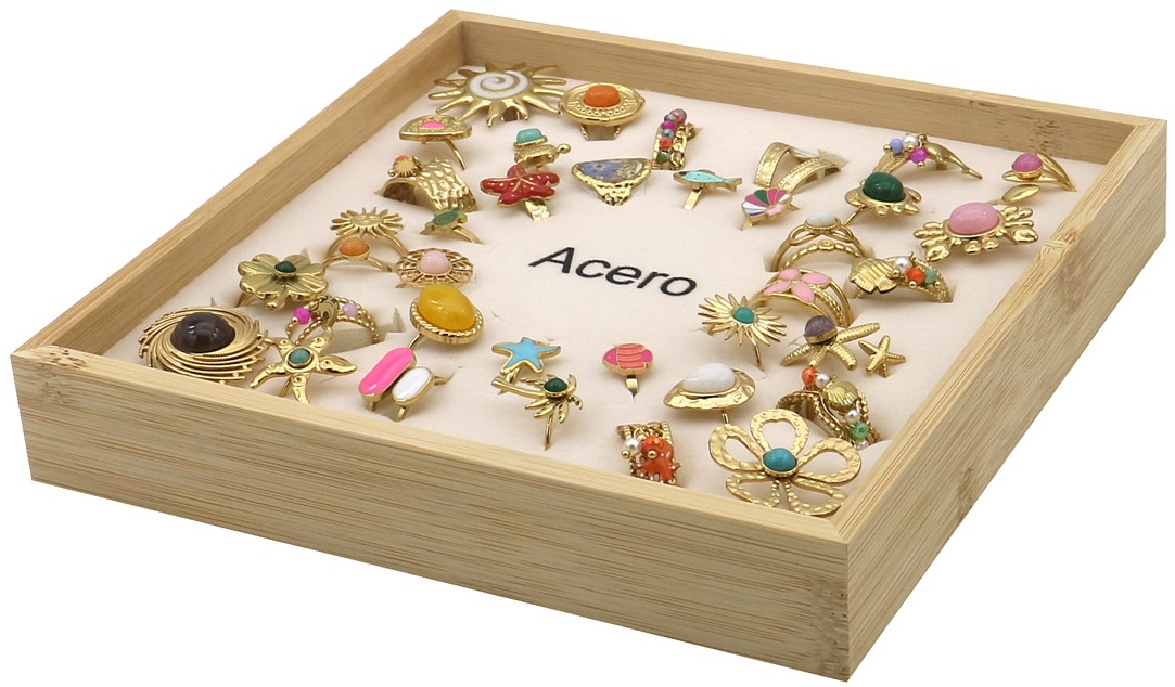 D-E26.1 R221-316-1 S. Steel Rings Adjustable in Display - 36pcs Multi Color