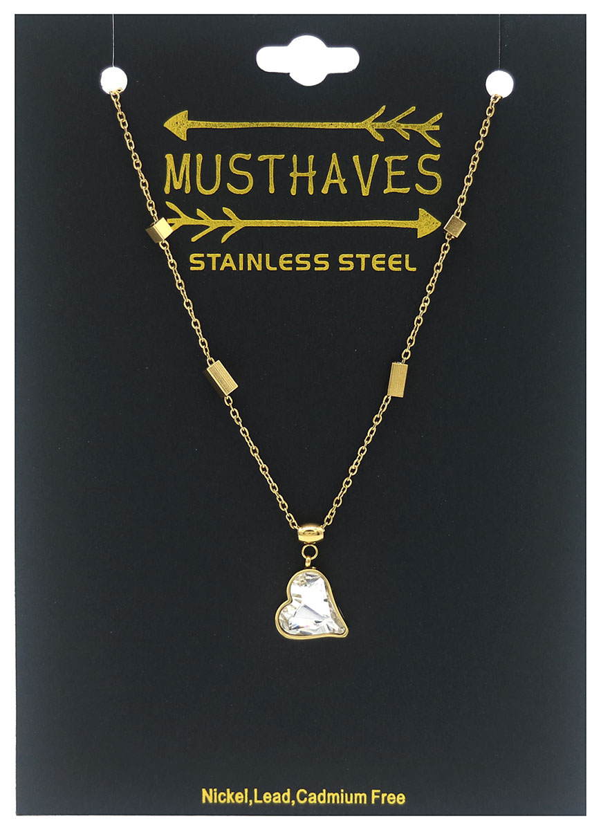 A-B10.2  N088-066G S. Steel Neckalce Heart