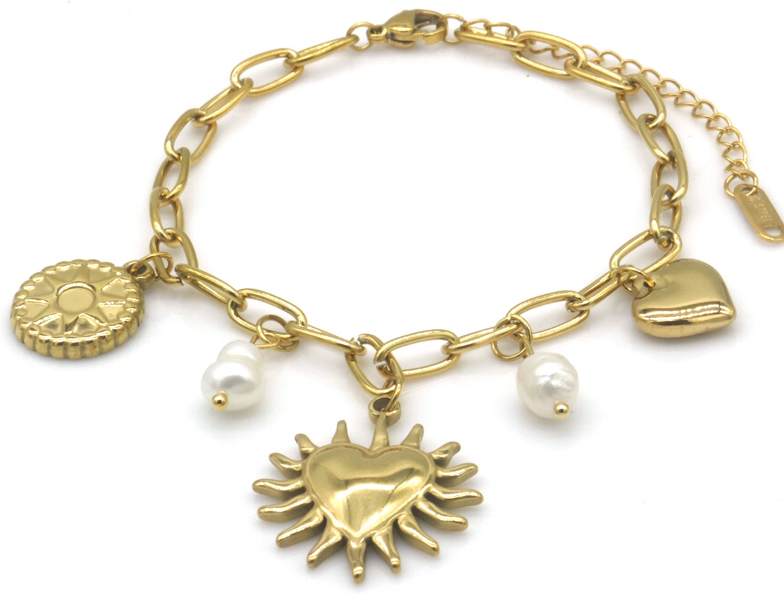 C-E16.2 B2567-069G S. Steel Bracelet Hearts 16-21cm