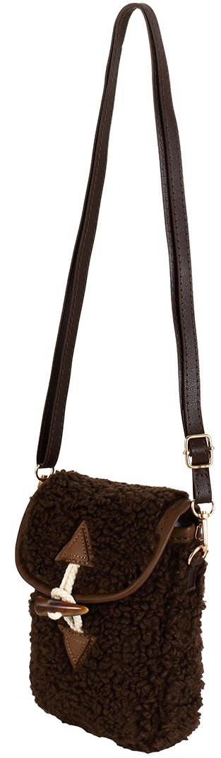 R-D4.2  BAG1021-036-2 Shoulder Bag Teddy 21x16cm Dark Brown