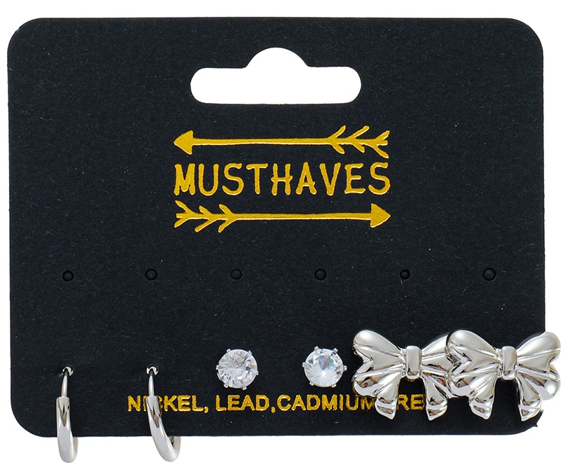 I-C4.2 E1131-078S S. Steel Earring Set 3 Pairs
