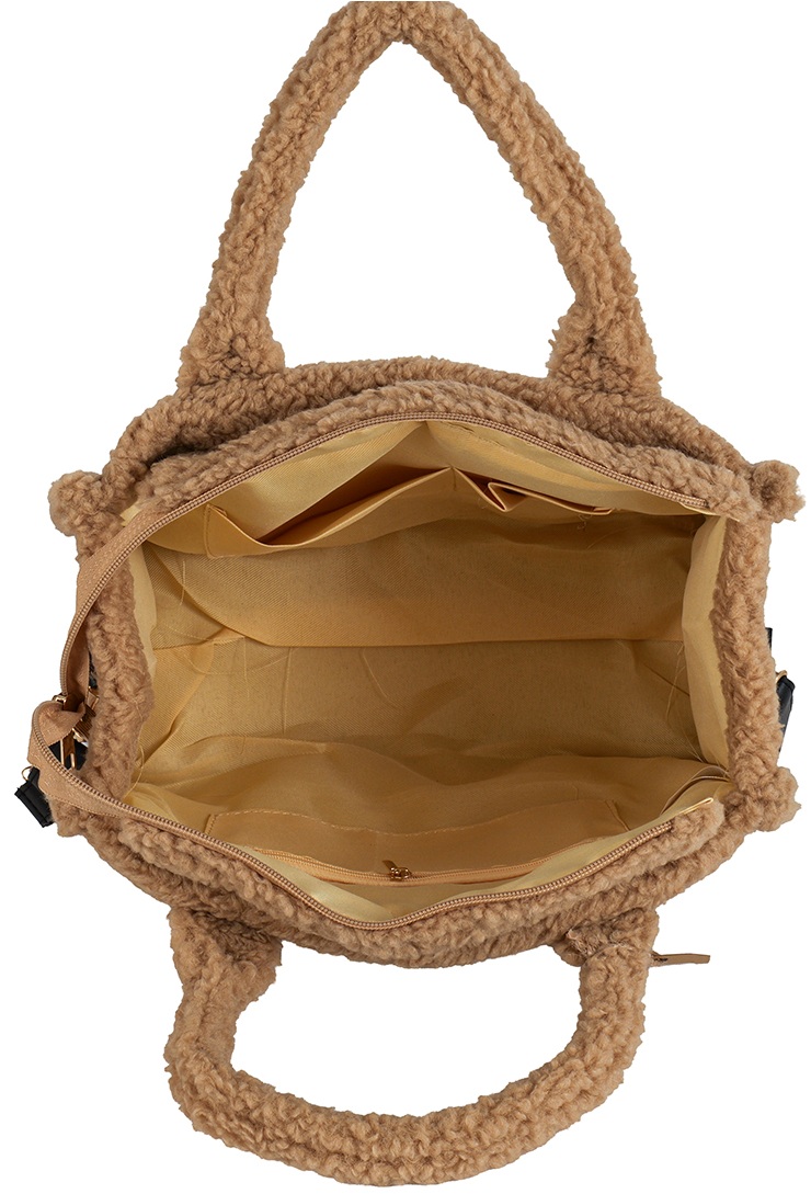 T-M3.1 BAG1021-003-1 Shopper Bag Teddy 33x26x13cm Brown