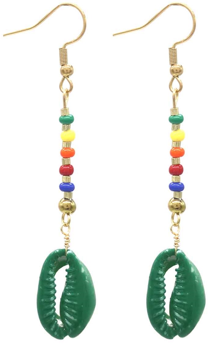 A-E17.4 E221-585-2 S. Steel Earrings Shell Green
