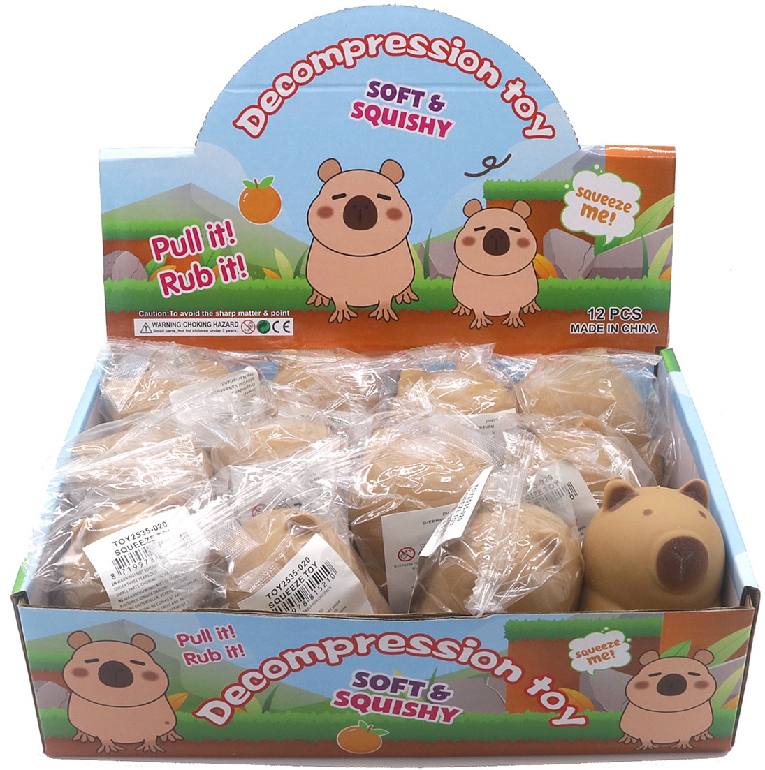 T-I8.1 TOY2535-020 Decompressio Toy Squishy Capybara 7cm - 12pcs