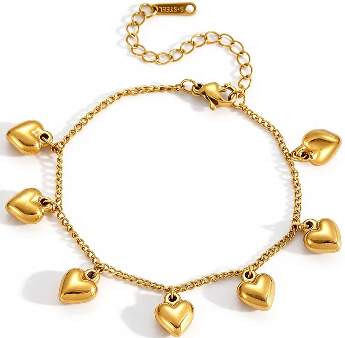 A-D15.1 B2616-013G S. Steel Bracelet Hearts 16-21cm