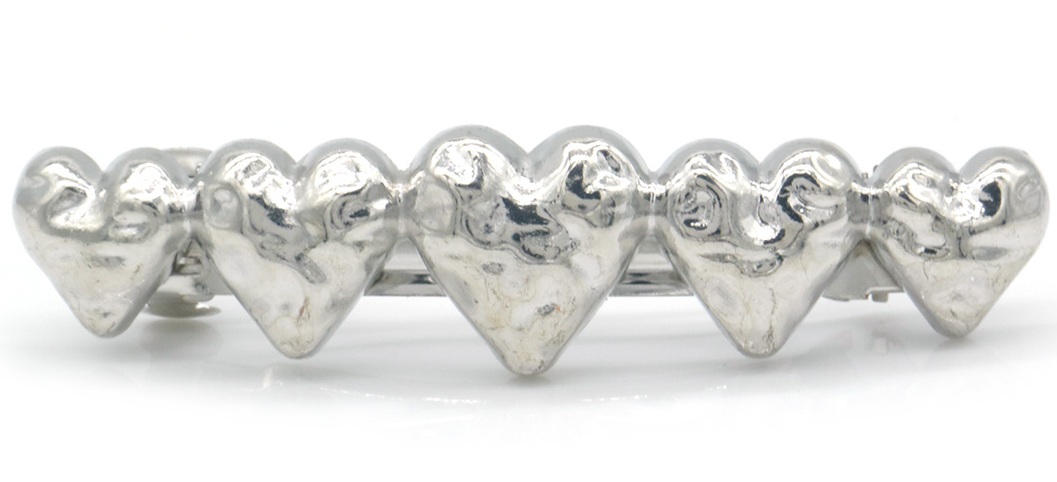 F-F10.2 H1039-010S Metal Hair Clip Hearts 8cm