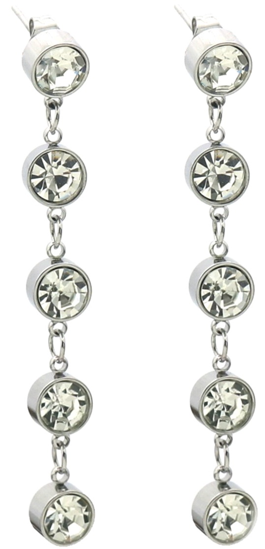 A-E6.5 E1134-004S S. Steel Earrings Crystal 5cm