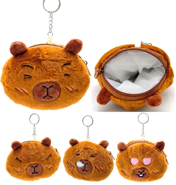 Q-A2.1 KEY1042-002 Plush Wallet Capybara 11.5cm - Mixed Designs 1pc