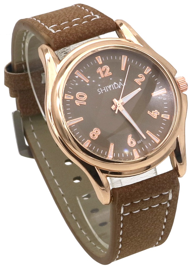 E-D18.4 W002-004-4 Quartz Watch PU Strap Brown