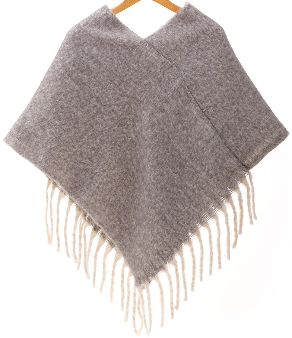T-K4.1 SCARF2588-011-10 Woven Winter Poncho Grey T-K4.1 SCARF2588-011-10 Woven Winter Poncho Grey